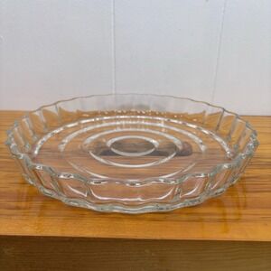 Vintage Quiche Pie Dish‎ Pan Fluted Edge Clear Glass Oven Proof